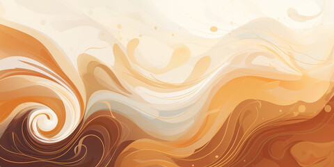 Coffee abstract background in brown tones, soft waves - obrazy, fototapety, plakaty