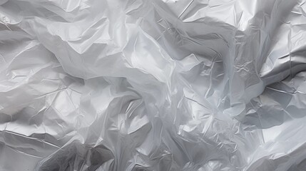 Macro shot of wrinkled and crumpled plastic wrap