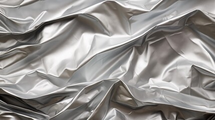 A close-up of textured crinkled aluminum foil