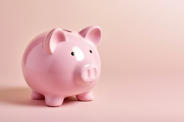 Pink Piggy Bank on a Pink Background with Space for Copy