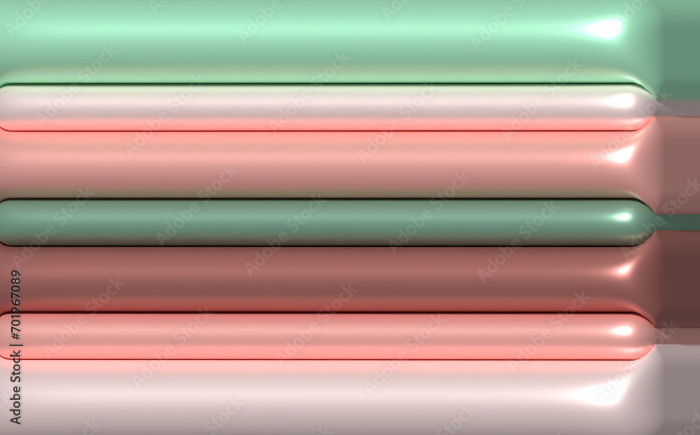 Poster multicolored inflated lines with a shiny surface, 3d rendering illustration