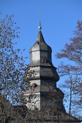 Slate tower of the manor house called Gut Dyckhof in Meerbusch, Germany
