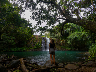 View of Minissy waterfall located in Mauritius island
