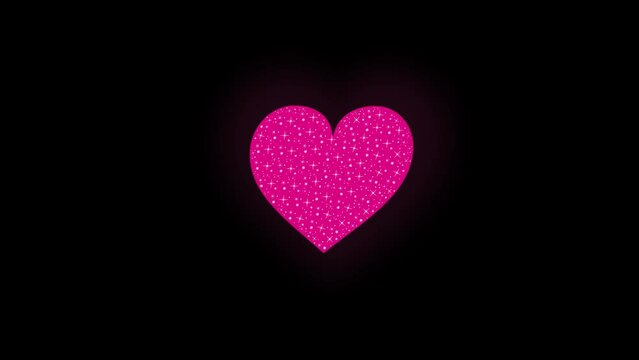 Pulsating pink heart with starry sparkles on black screen – Heartbeat for Love Theme