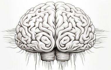 A Detailed Illustration of the Human Brain - obrazy, fototapety, plakaty