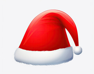 Red and White Santa Hat on a White Background