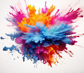Fototapeta na wymiar A Colorful Explosion of Paint on a White Background