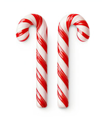 Two Festive Candy Canes on a Clean White Background