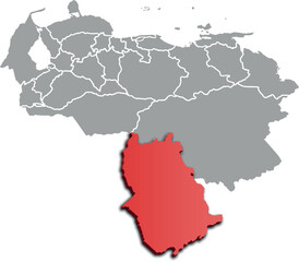 AMAZONAS DEPARTMENT MAP PROVINCE OF VENEZUELA 3D ISOMETRIC MAP