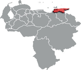 SUCRE DEPARTMENT MAP PROVINCE OF VENEZUELA 3D ISOMETRIC MAP