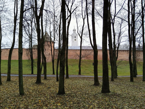 Kremlin wall in Veliky Novgorod, Russia