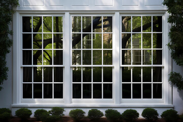 Colonial Window - Colonial America - Symmetrical design with divided panes. Reflects the architectural style of the American colonial period. Features multiple small panes separated by muntins