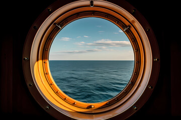 Porthole Window - Maritime - Circular window often found on ships. Provides natural light and a nautical aesthetic. Adapted for use in coastal homes and themed interiors