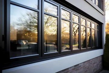 Deurstickers Ribbon Casement Window - Modern Design - Horizontal casement windows in a row. Creates a continuous line of operable windows. Common in modern and minimalist designs © Russell