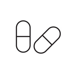 Medicine capsule, pill icon vector in line style
