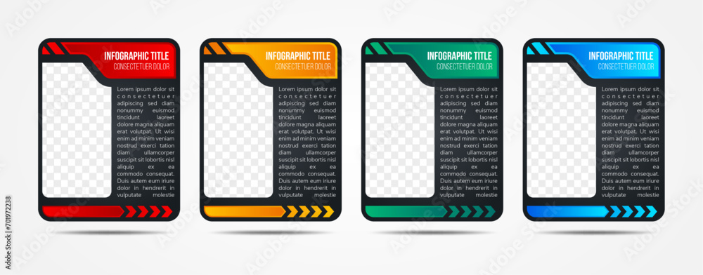 Poster vector simple multipurpose infographic template with rectangle photo placeholders and text blocks. b
