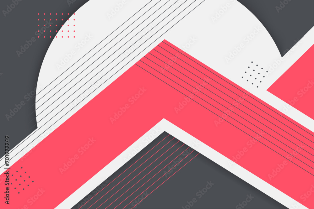 Poster abstract simple shape with pink, white and black color background with papercut style for wallpaper.