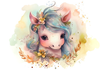 Cute centaur in watercolor illustration, concept of Mythical creature art