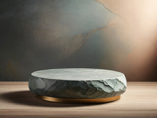 Stone podium for display product. Background for cosmetic product branding, identity and packaging inspiration