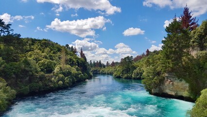 Obraz premium New zealand river clouds sky beautiful 