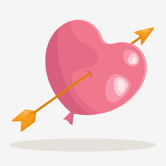 Vector illustration happy valentine day, envelope with love and letter