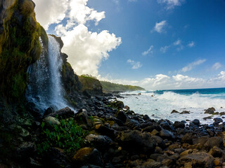 View of Senneville waterfall which is located on the south coast of Mauritius island