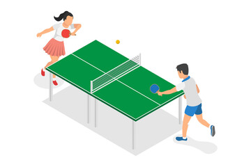 3D Isometric Flat  Illustration of Ping Pong, Championship Tournament