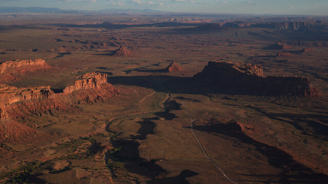Aerial view of red rock formation