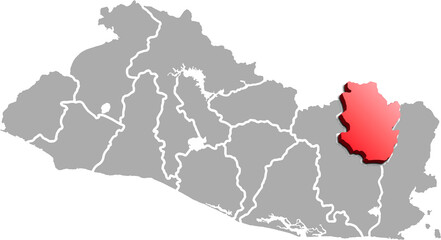 MORAZAN DEPARTMENT MAP PROVINCE OF EL SALVADOR 3D ISOMETRIC MAP