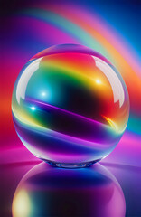 Vertical Background in three dimensions. Abstract glass sphere dispersing. Futuristic, soft mass with a rainbow effect. Liquid form. Holographic spectrum of colors. Prism, iridescent concept