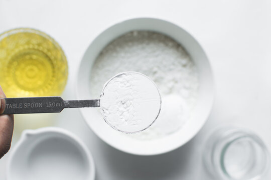 A spoon of baking soda or baking powder