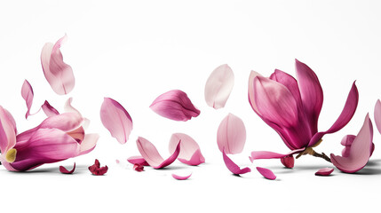 Spring season magnolia flowers petals falling - Powered by Adobe
