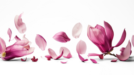 Spring season magnolia flowers petals falling