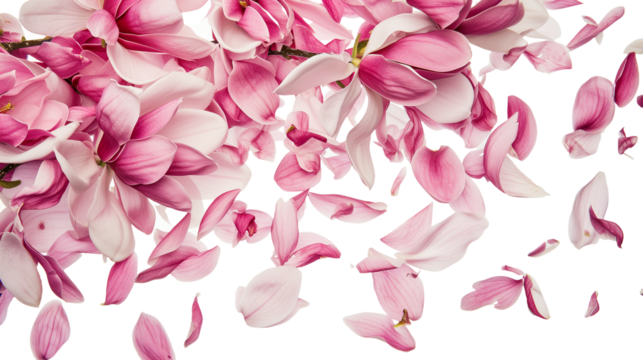 Spring season magnolia flowers petals falling