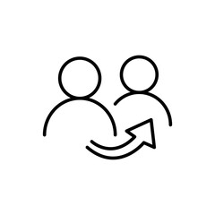 User transfer outline icons, minimalist vector illustration ,simple transparent graphic element .Isolated on white background