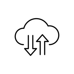 Cloud transfer outline icons, minimalist vector illustration ,simple transparent graphic element .Isolated on white background