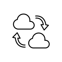 Cloud exchange outline icons, minimalist vector illustration ,simple transparent graphic element .Isolated on white background