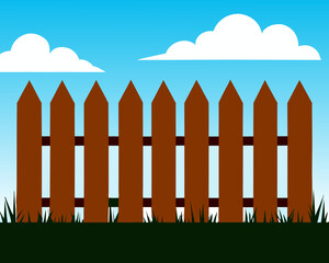 wooden fence and blue sky