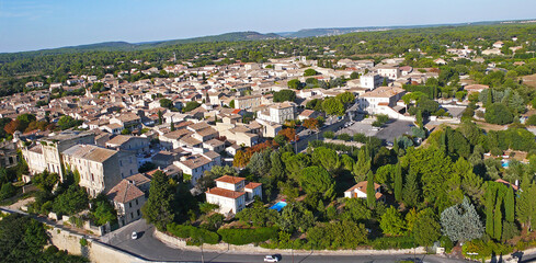 Aubais village Gard Vaunage Photo aérienne Aubais,  , région Occitanie, commune rurale près de...