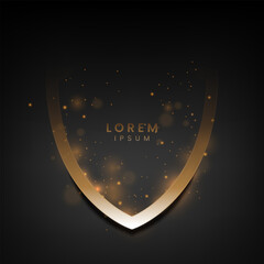 Fototapeta premium Golden Badge Frame with Sparks on Dark Background, Vector Illustration