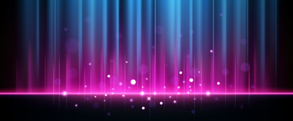 Abstract Blue and Pink Light Rays Effect with Sparks, Vector Illustration
