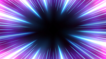 Rays Zoom in Motion Effect, Light Color Trails, Ready for Dark Background, Vector Illustration