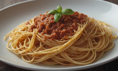 Spaghetti with fork on plate