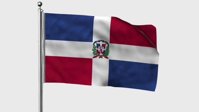 Dominican Republic looped flag waving in the wind with colored chroma key on transparent background remove, cycle seamless loop video
