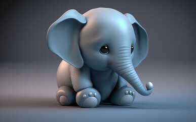 3D cute baby elephant