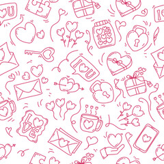 seamless pattern with hand drawn love heart doodles. valentine seamless pattern for backgrounds, wallpaper, wrapping paper, textile prints, scrapbooking, stationary etc. 