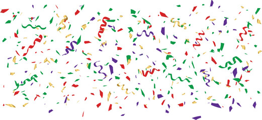 Colorful confetti, Holiday celebration elements, Shiny Confetti explosion on a transparent background, colorful confetti and ribbons, party celebration elements