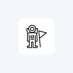 Astronaut and Space Exploration line icon, outline icon, vector, pixel perfect icon