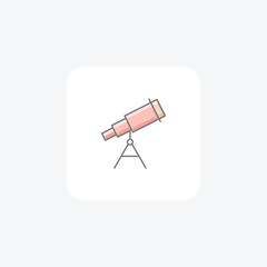 Telescope and Astronomical Observation awesome lineal color icon, color outline icon, vector, pixel perfect icon