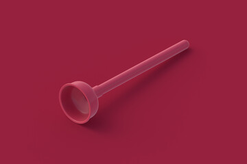 Toilet plunger of magenta on red background. 3d render